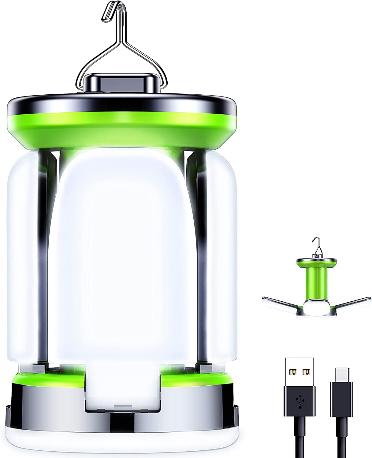 Camping Lantern Rechargeable, Camping Lights Lamp - 7 Light Modes 60 LED Ultra Bright LED Tent Light 10+ Hrs Battery Life for Camping, Emergency, Fishing, Hiking Etc.