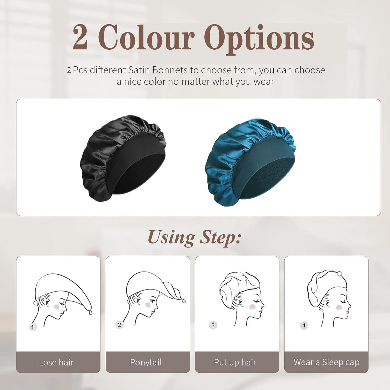 Silk Bonnet Satin Bonnet, Silk Hair Wrap for Sleeping, Soft and Comfortable Silk Sleep Cap