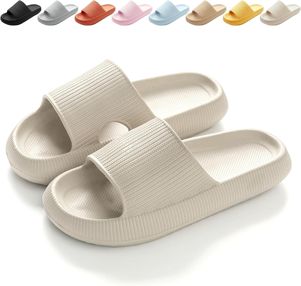 Sliders Cloud Slippers Women Men，Non-Slip Mens Womens Slippers Cloud Sliders，Soft Flip Flops with Thick Sole for Shower Bathroom Pool Beach