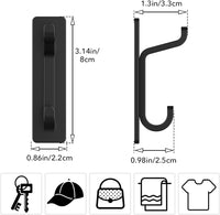 Thumbnail for Self Adhesive Hooks, Sticky Hooks Extra Strong, Hanging up to 6KG, Metal Stainless Heavy Duty Stick on Wall Door, for Towel Coat Hat Purse in Bathroom Shower Kitchen, Black, 4 Pack