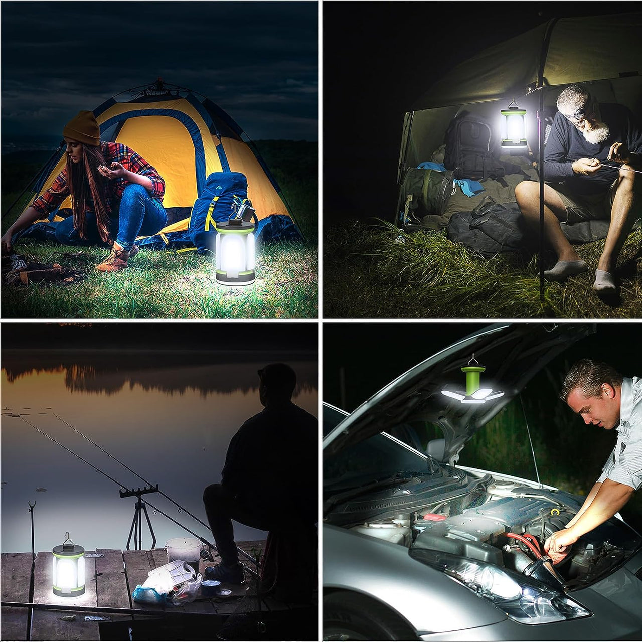 Camping Lantern Rechargeable, Camping Lights Lamp - 7 Light Modes 60 LED Ultra Bright LED Tent Light 10+ Hrs Battery Life for Camping, Emergency, Fishing, Hiking Etc.