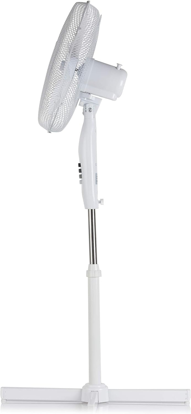 S40011 Portable 16 Inch Oscillating Pedestal Fan with Adjustable Tilt Angle and Height, 3 Plastic Blades, 3 Speed Settings, Carry Handle, White