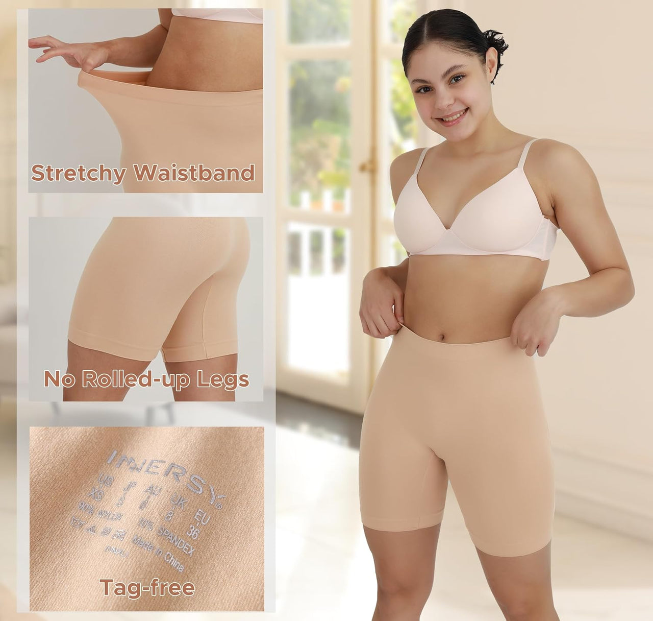 anti Chafing Shorts Women under Dress Skirt Modesty Shorts Ladies Smooth Slip Shorts 3 Pack