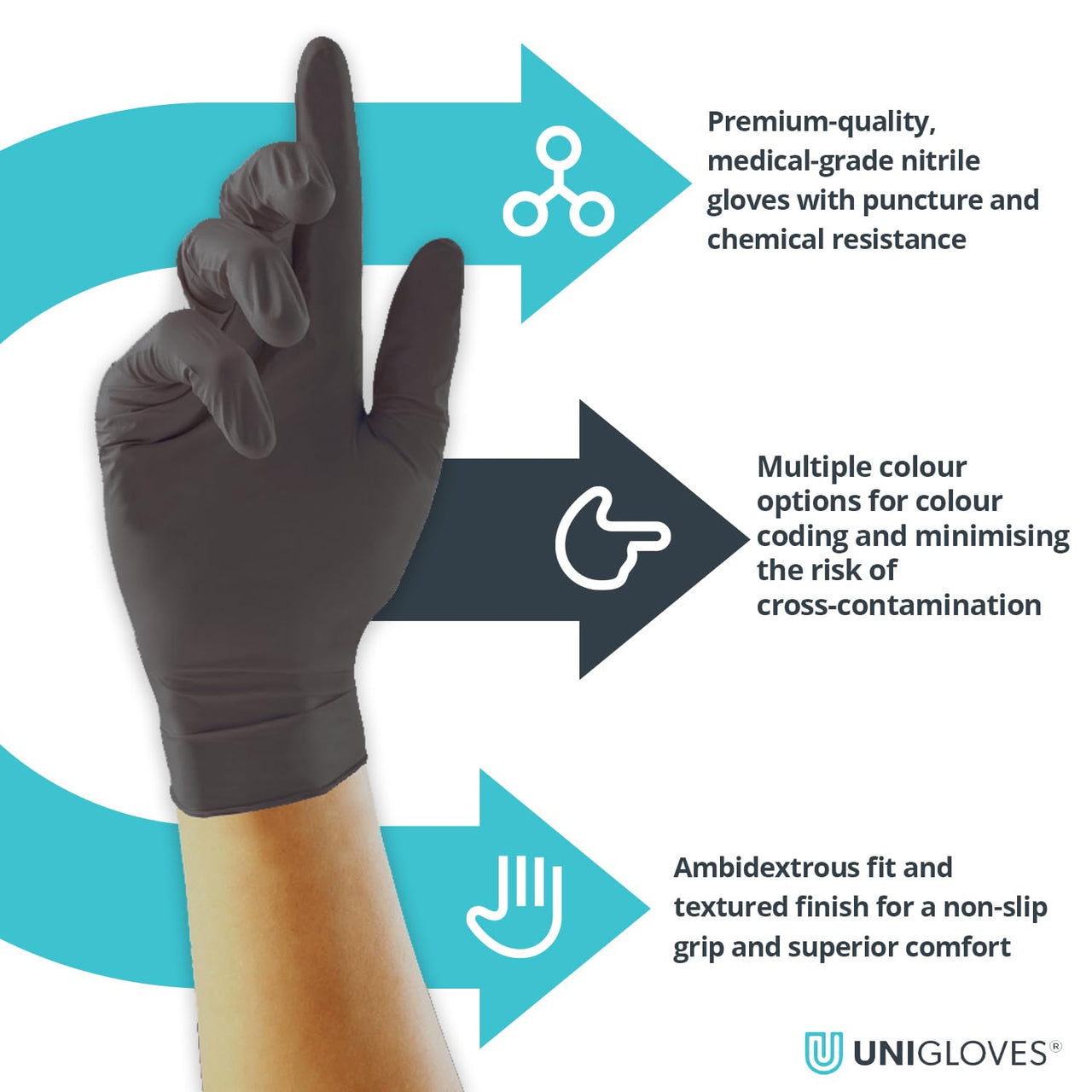 Black Pearl Nitrile Examination Gloves - Multipurpose, Powder Free and Latex Free Disposable Gloves - Box of 100 Gloves, Black, Large (GP0034)