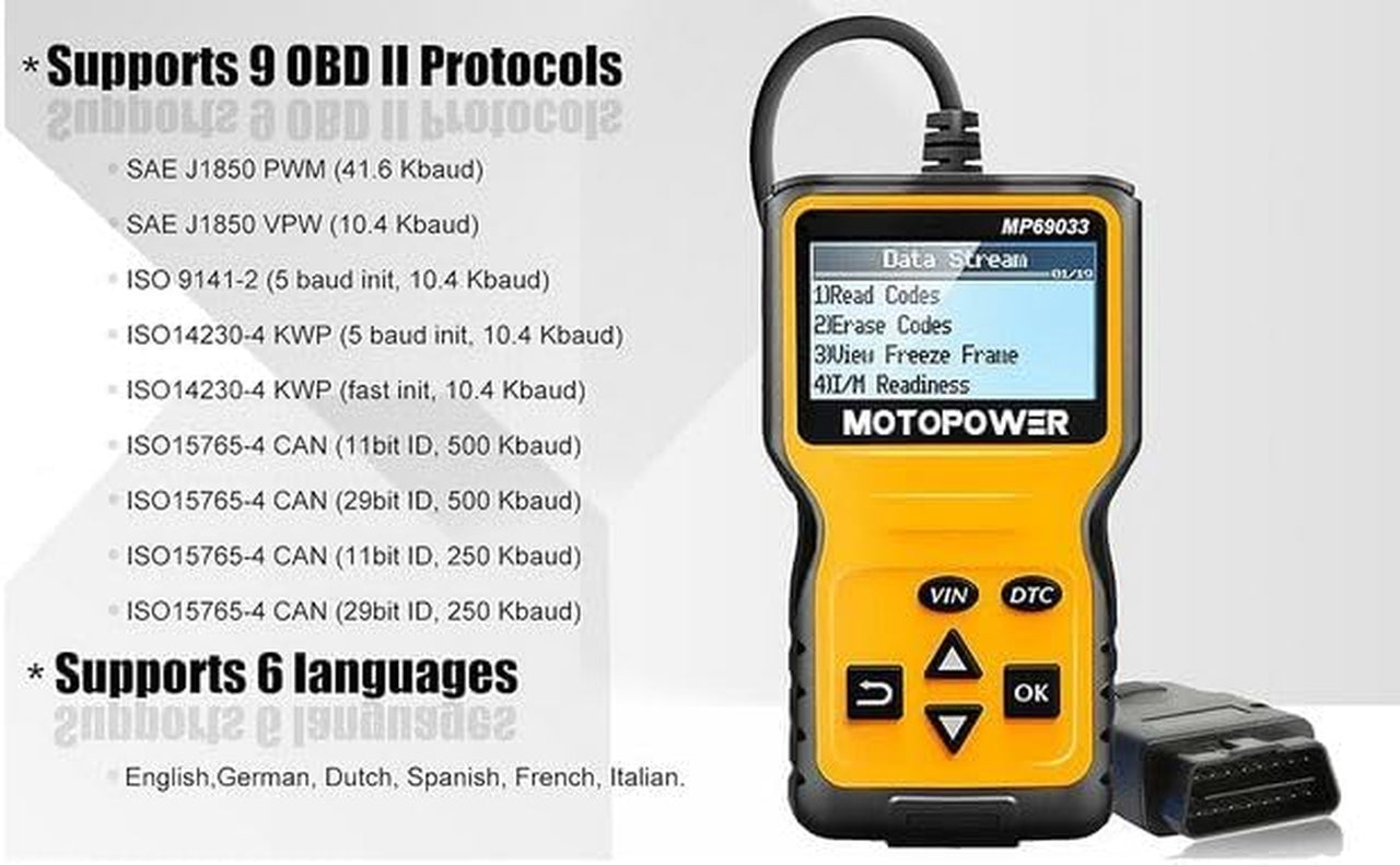 MP69033 OBD2 Scanner Universal Car Engine Fault Code Reader, CAN Diagnostic Scan Tool for All OBD II Protocol Cars