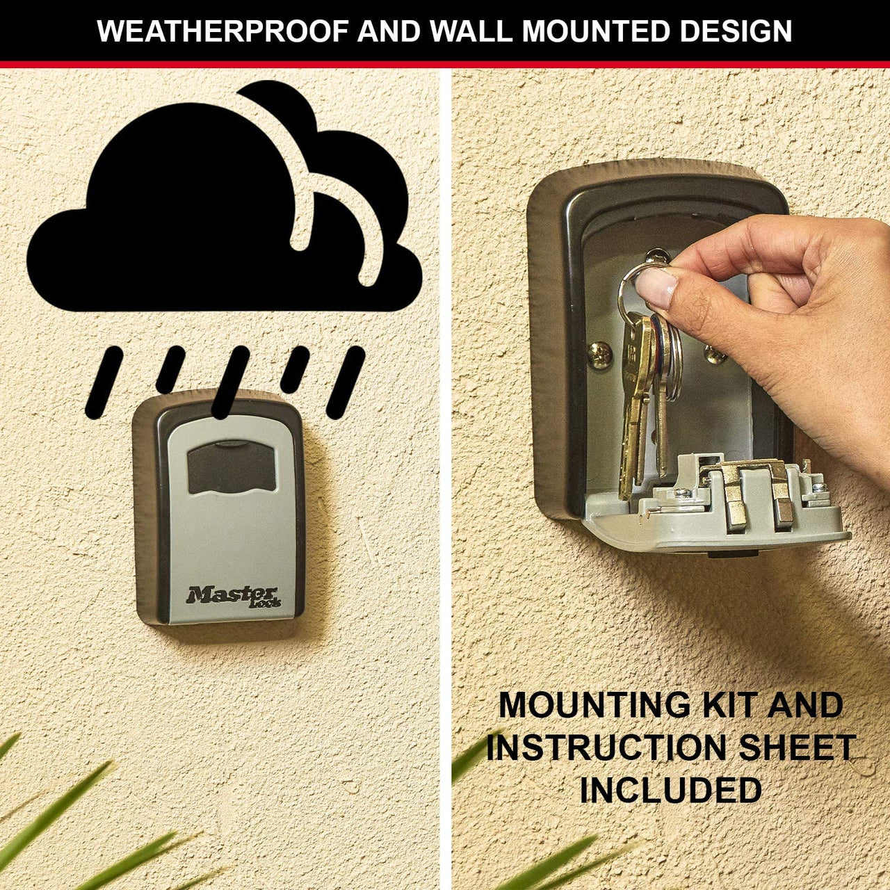 Key Safe Wall Mounted, Medium 85 X 119 X 36 Mm, Outdoor, Mounting Kit, for Home Office Industries Vehicles, Black & Silver