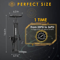 Thumbnail for Bike Pump with Pressure Gauge, Bicycle Pump with Presta & Schrader Valves Bike Pump for All Bikes, Foot Pump for Car Tyres, Road Mountain Bikes & Balls