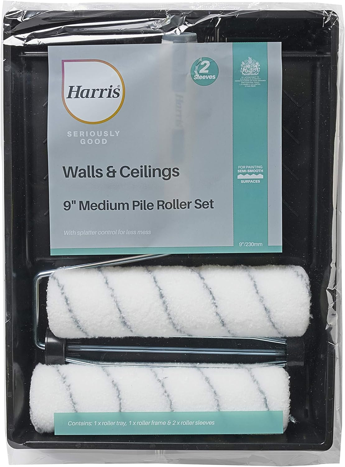 Seriously Good Walls & Ceilings Twin Medium Pile Paint Roller Set with Tray & Frame | 9"