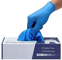 Thumbnail for Surgicals Powder Free Nitrile Gloves, Food Grade, Hand Disposable Gloves - 100 Count - Blue (100, Medium)