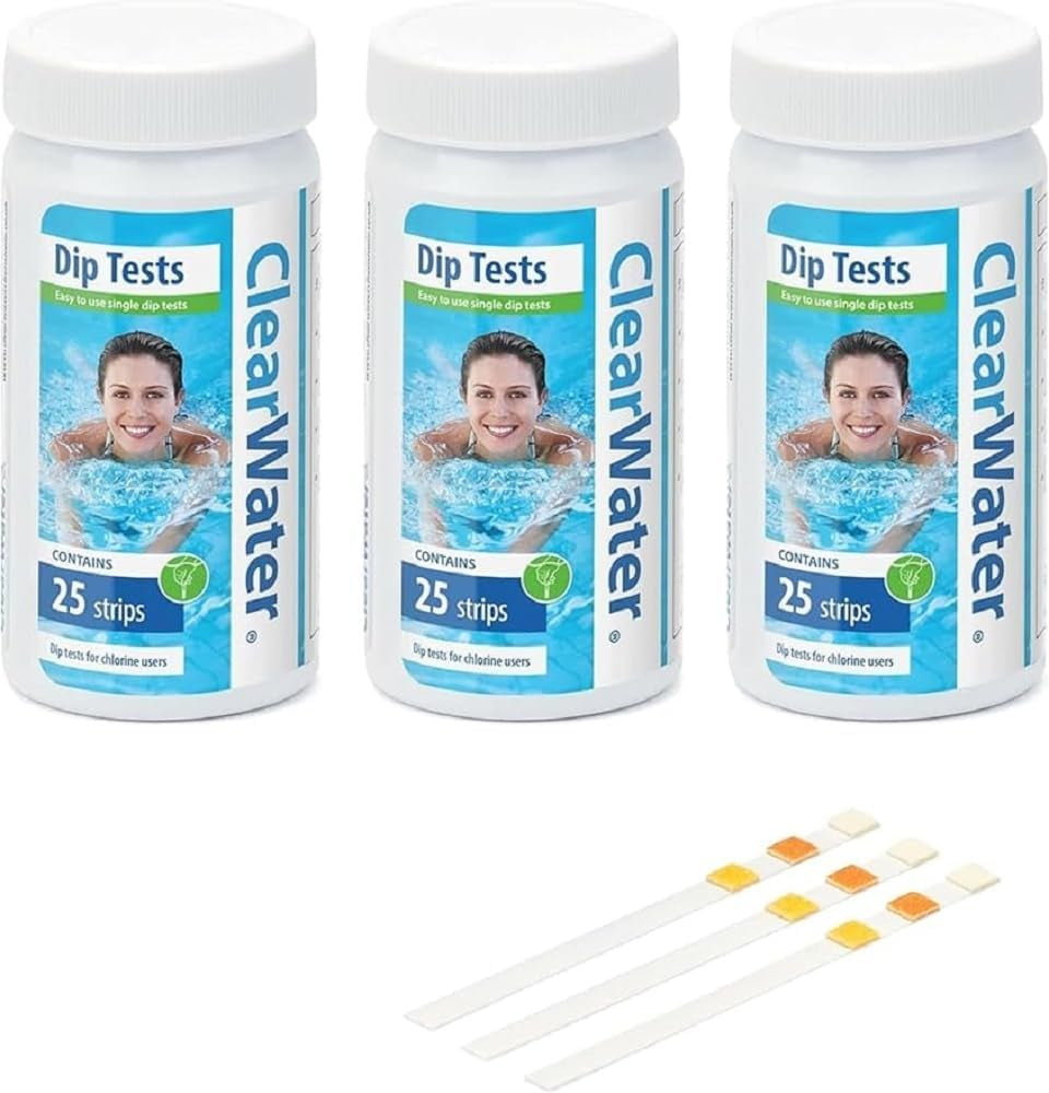 Clear Water Hot Tub, Pool and Spa Test Strips X 50-3 in 1 - Measures Chlorine, PH and Total Alkalinit (Pack of 1 (50 Strips))