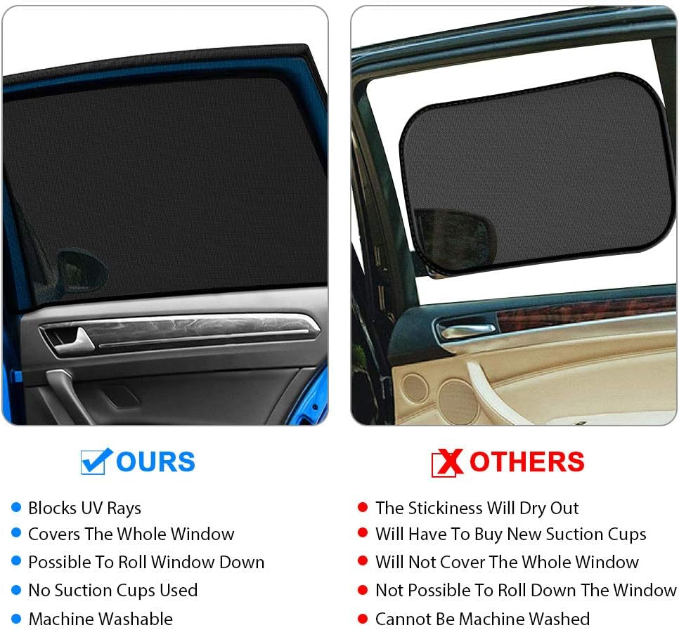 Car Side Window Sun Shade 2Pack, Sun Shade Blocking Mosquito Net, Protection for Kids/Baby/Adults/Pets - 42"X20" Fits All 98% Cars