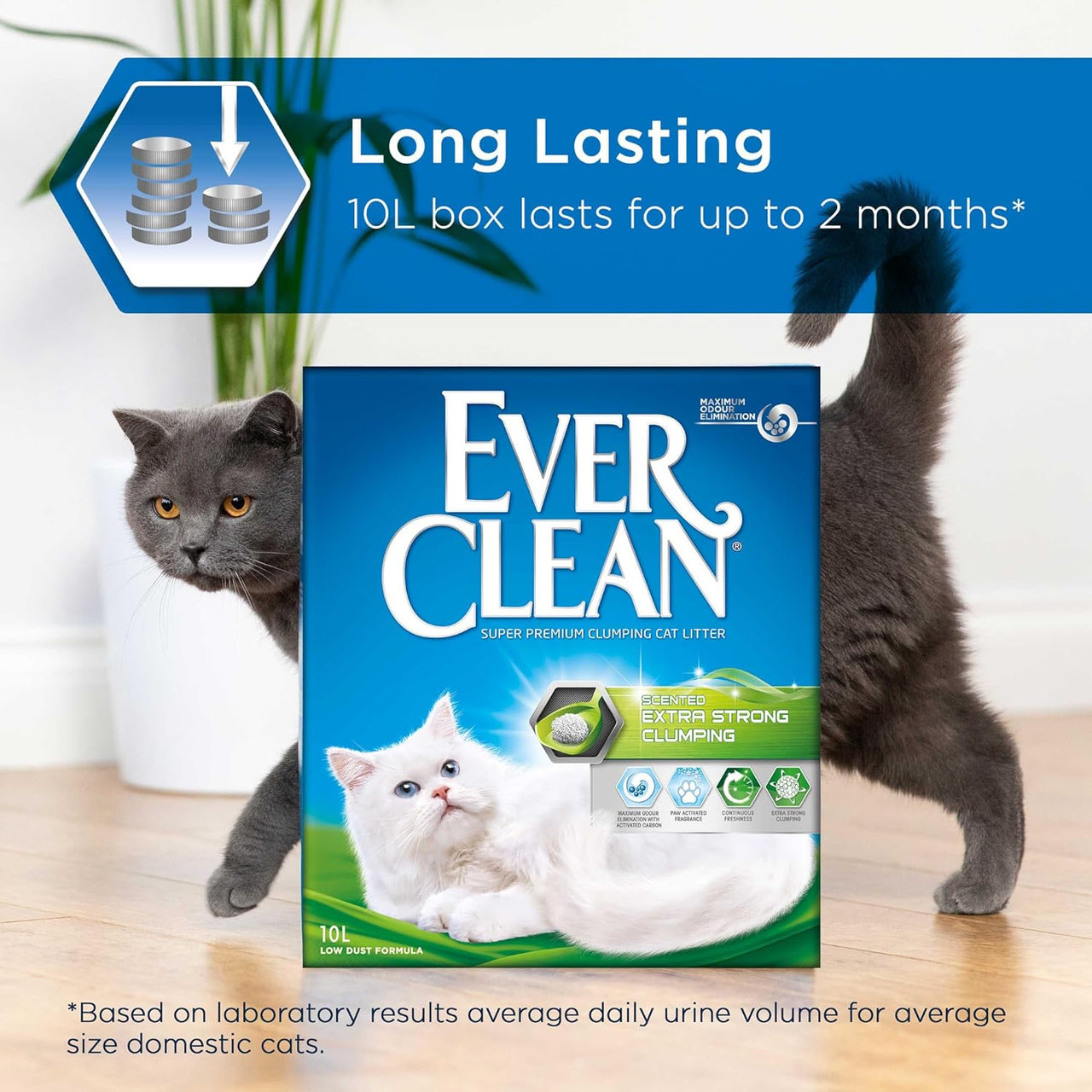 Clumping Cat Litter, Extra Strong Clumping Cat Litter, Scented for Long-Lasting Freshness, 10L