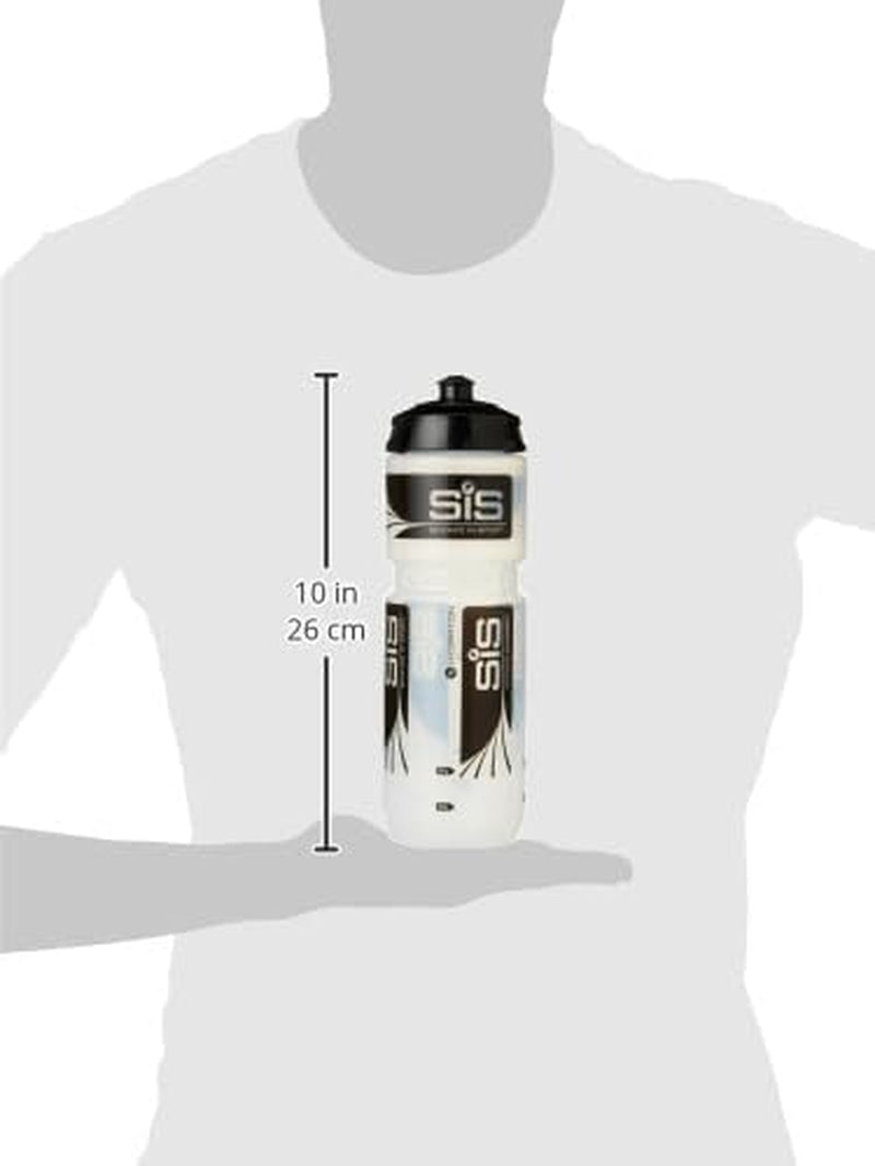 SIS Clear Sports Water Bottle, Plastic Water Bottle, Black Logo, Transparent Colour, 800 Ml