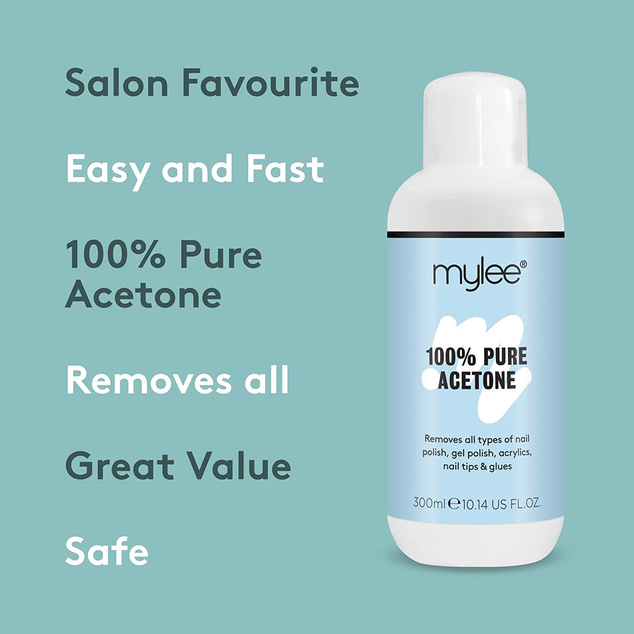 100% Pure Acetone Gel Nail Polish Remover for UV/LED, Gel Soak Off, Removes All Types of Nail Polish, Gel Polish, Acrylic, Gels, Nail Tip & Glue