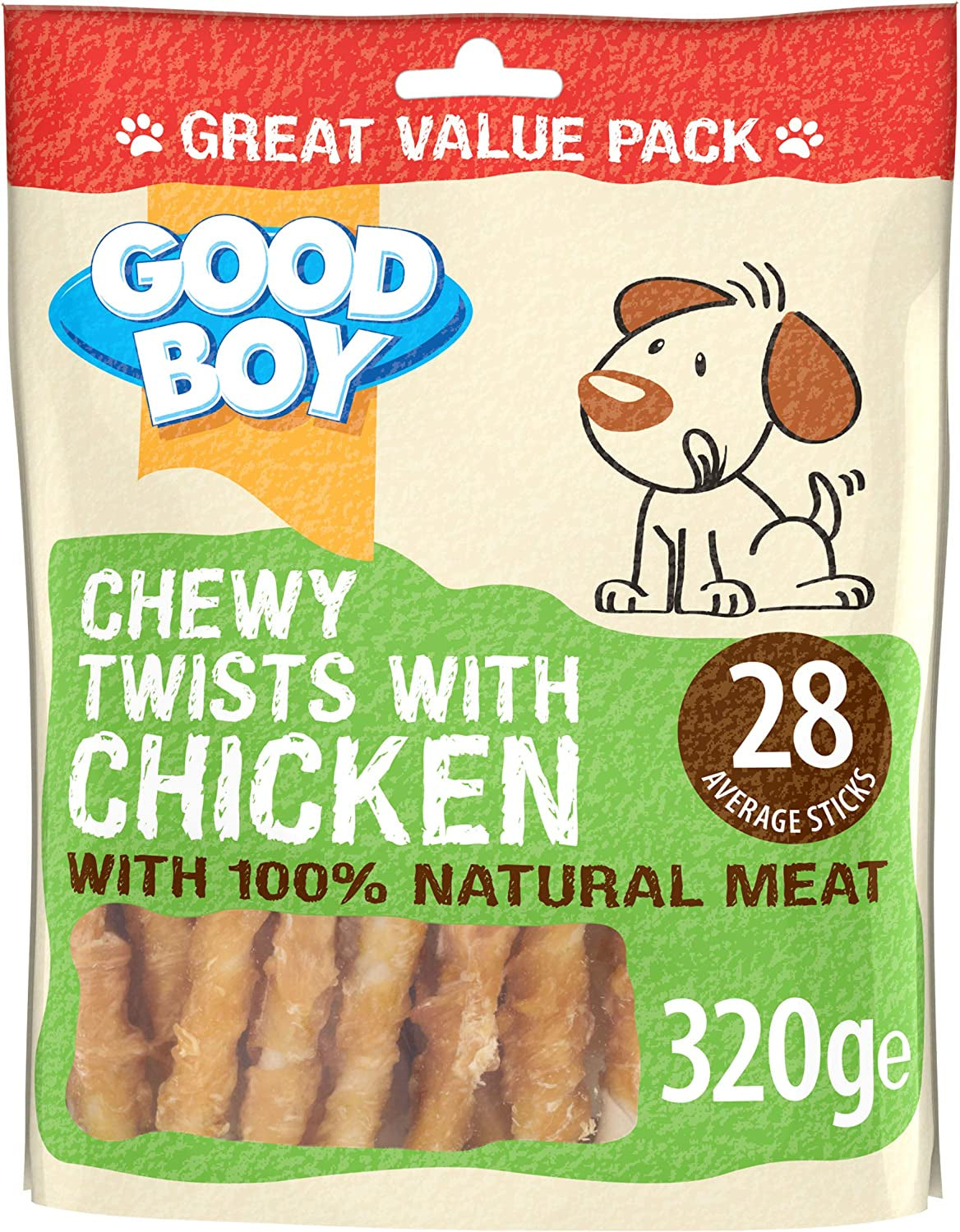 - Chewy Twists with Chicken - Dog Treats - Made with 100% Natural Chicken Breast Meat - 320 Grams - Gluten Free Dog Treats (Case of 3)