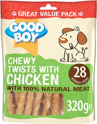 Thumbnail for - Chewy Twists with Chicken - Dog Treats - Made with 100% Natural Chicken Breast Meat - 320 Grams - Gluten Free Dog Treats (Case of 3)