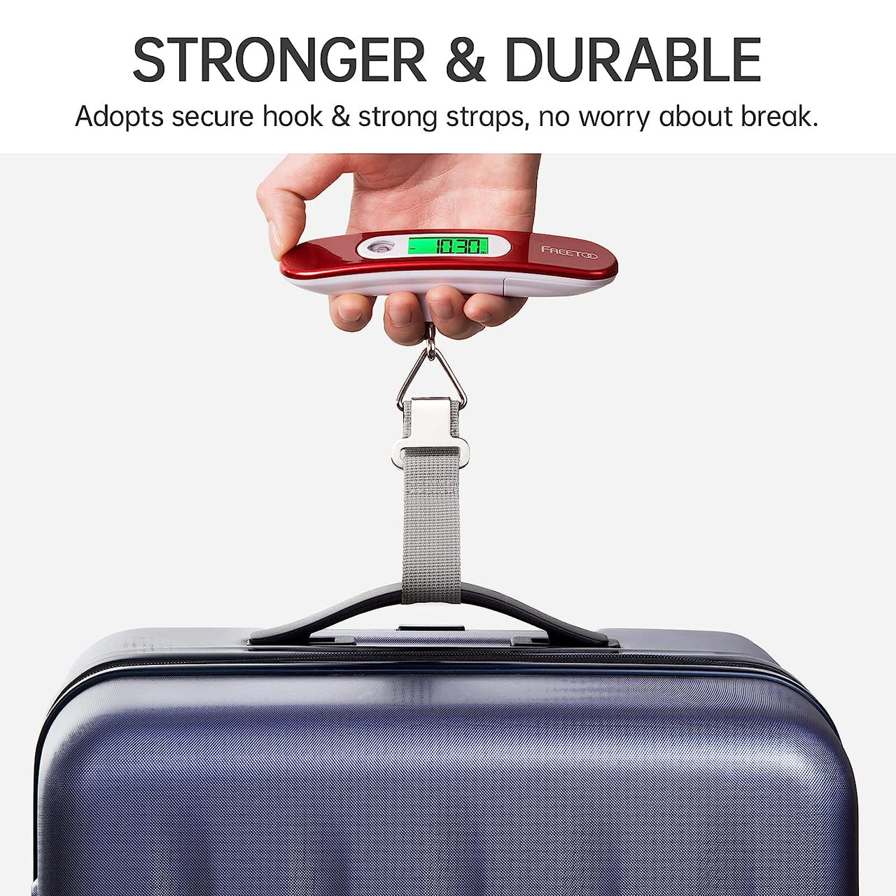 Luggage Scale Portable Digital Weight Scale for Travel Suitcase Weigher with Tare Function 110 Lb/ 50Kg Capacity Red