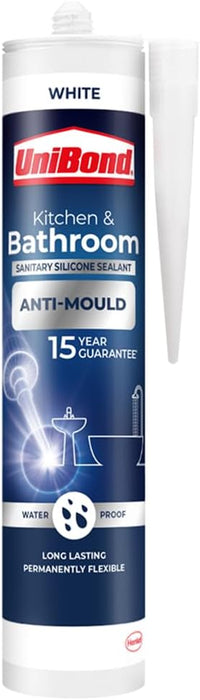 Thumbnail for Anti-Mould White, Waterproof Mould Protection Kitchen & Bathroom Sealant, Long-Lasting White Silicone Sealant, Powerful Shower Sealant, 1 X 274G Cartridge