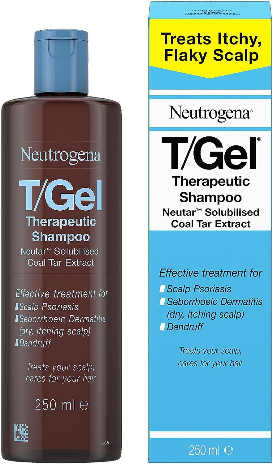 T/Gel Therapeutic Shampoo for Flaky, Itchy Scalp (1X 250Ml), Anti-Dandruff Shampoo for the Treatment of Scalp Psoriasis, Seborrheic Dermatitis and Dandruff, Medicated Shampoo for Itchy and Flaky Scalp