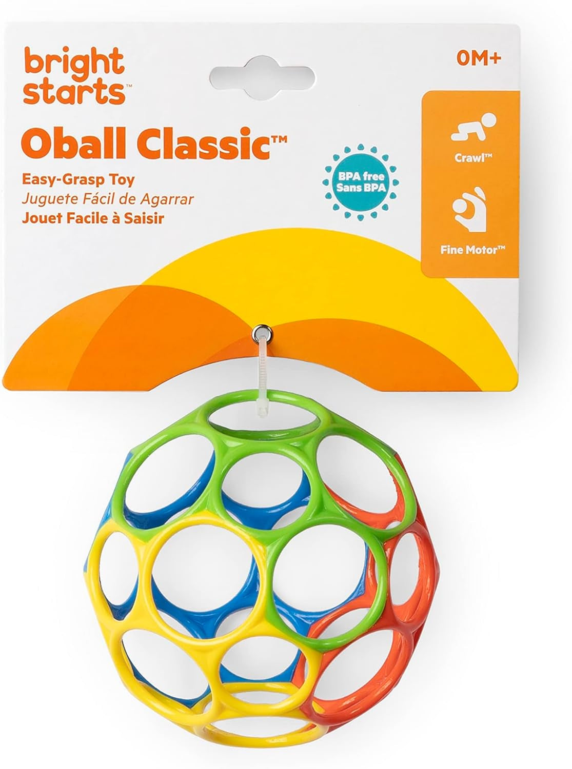 Oball Easy Grasp Classic Ball Bpa-Free Infant Toy in Red, Yellow, Green, Blue, Age Newborn and Up, 4 Inches