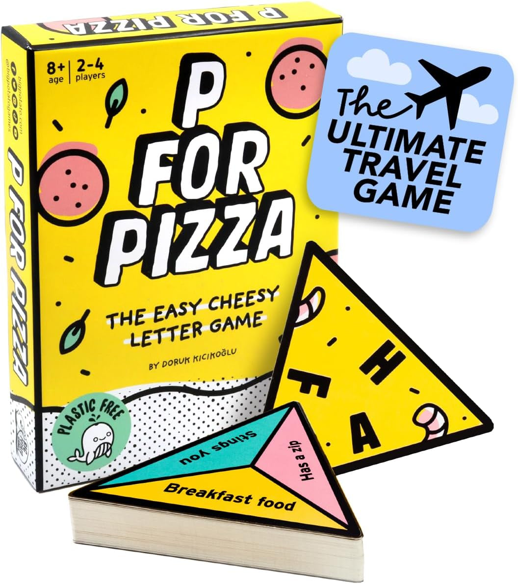 P for Pizza Board Game: Family Travel Game Great for Adults and Kids | Perfect for Holidays and Camping, Compact and Travel Friendly, Beach Game