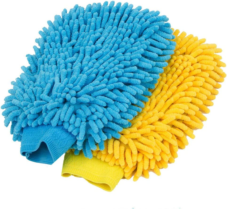 Microfiber Car Wash Mitt, Pack of 2, Blue & Yellow