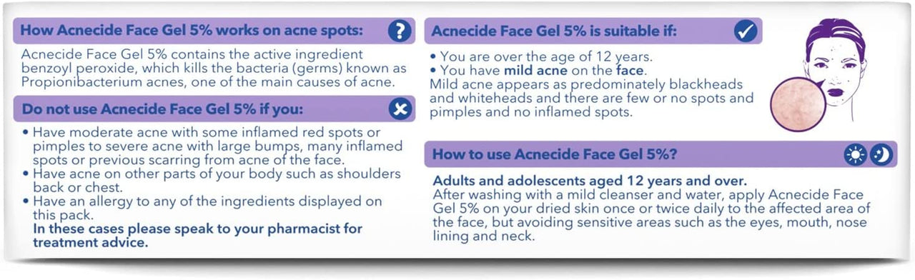 Face Gel 15 G, for Acne Treatment and Spot Treatment with 5 Percent Benzoyl Peroxide for Blackheads and Acne Prone Skin, 15 G (Pack of 1)