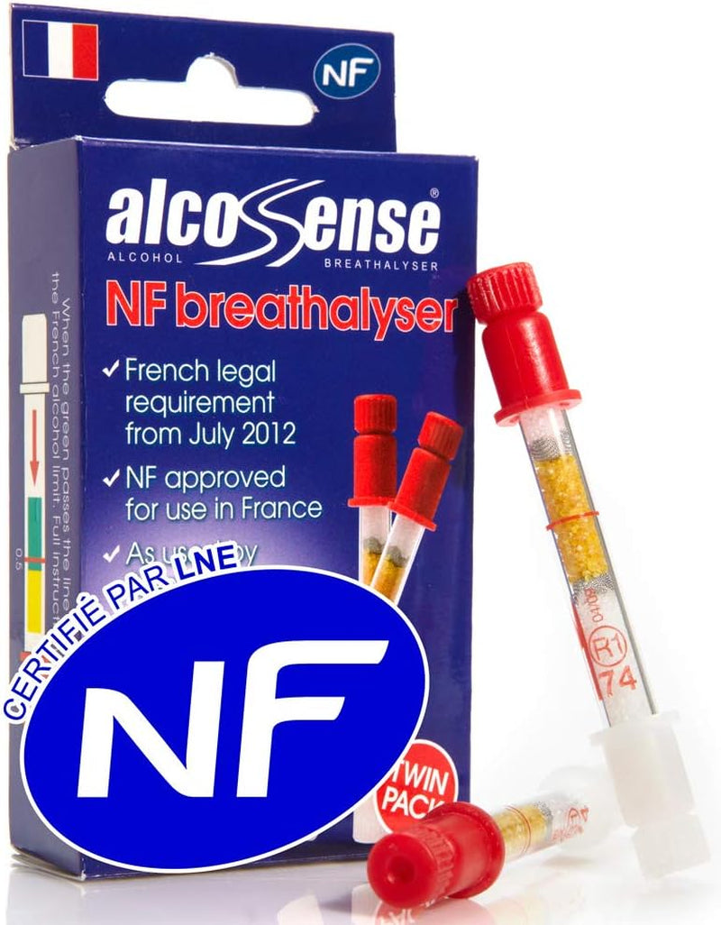 French NF Certified Breathalyzers for France & European Travel - Certified by National Laboratory of France - Breathalyser Twin Pack - NF Approved Alcohol Tester - European Breathalyser Kit