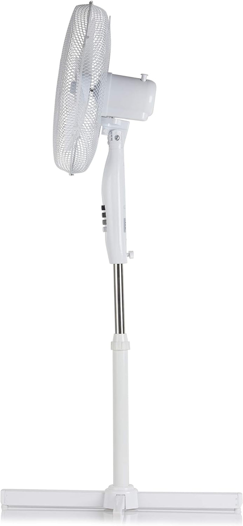 S40011 Portable 16 Inch Oscillating Pedestal Fan with Adjustable Tilt Angle and Height, 3 Plastic Blades, 3 Speed Settings, Carry Handle, White