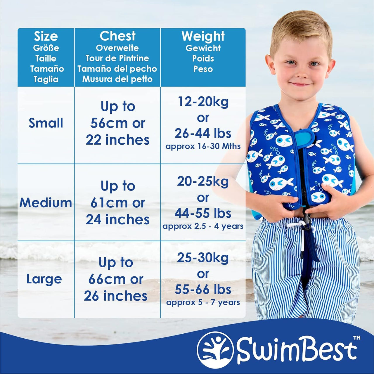 Swim Vest - Swim Jacket/Buoyancy Aid with Safety Strap for Ages 1.5-7 Years Old with Removeable Floats