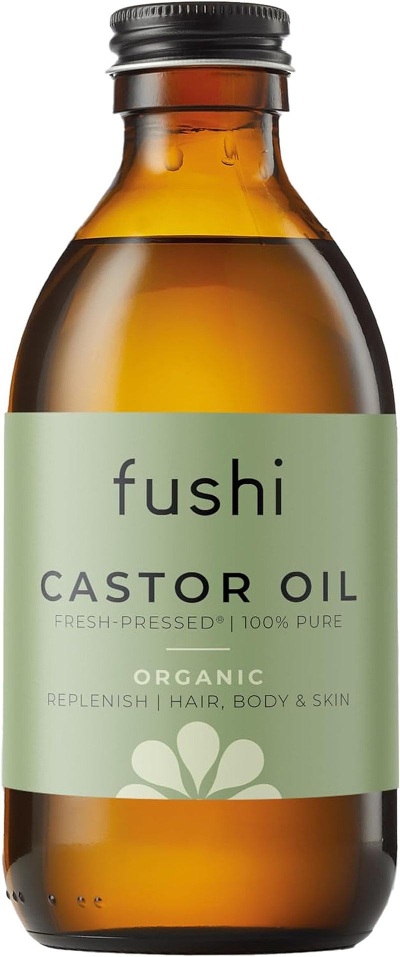 Organic Castor Oil 250Ml Glass Bottle 100% Pure Cold & Fresh-Pressed for Dry Skin & Hair Growth, Eyelashes & Eyebrows Hexane Free Natural Food-Grade Sustainably Sourced