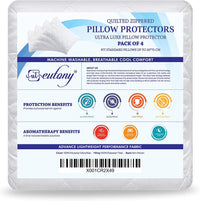 Thumbnail for Pillow Protectors 4 Pack Quilted Zipped - Ultra Luxe Zipped Pillow Protectors, Quilted Pillow Protectors, Soft & Breathable Microfiber Pillowcase Protectors, Hypoallergenic 50 X 75Cm - White