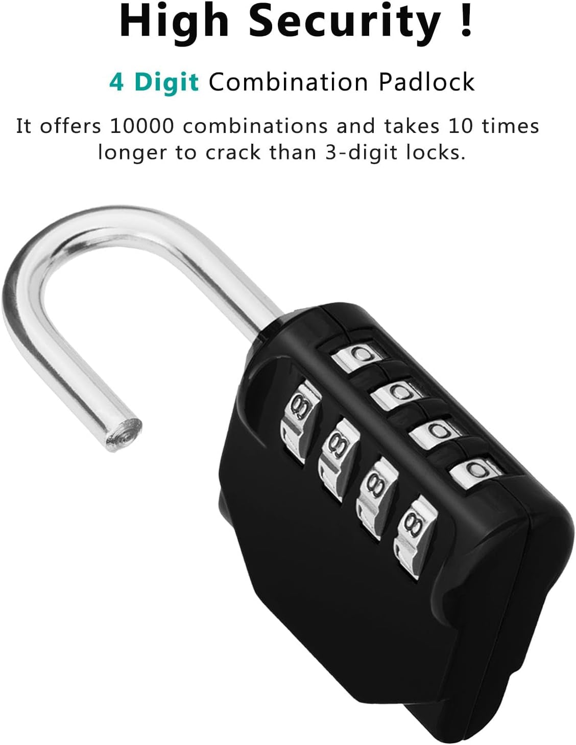 Combination Locker Padlock, 4 Digit Coded Padlock, Gym Lock, School Locker Lock, Weatherproof Combination Lock Outdoor (Black)