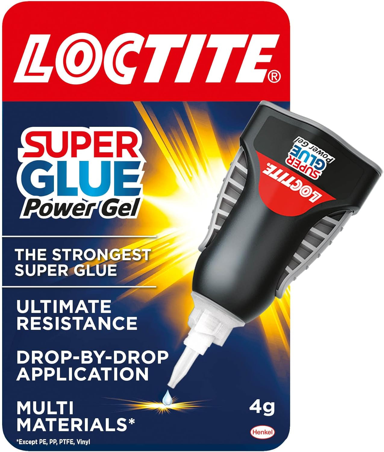 Super Glue Power Gel, Flexible Super Glue Gel, Superglue with Non-Drip Formula for Vertical Applications, Clear Glue with Precise Nozzle, 1X4G