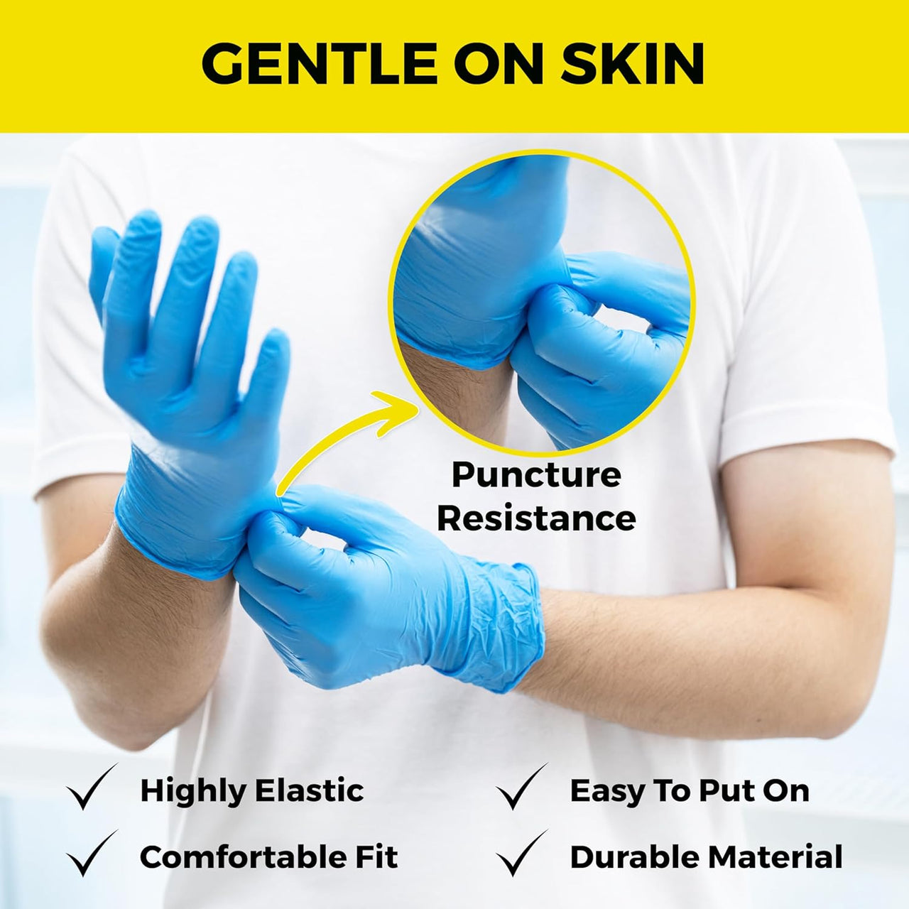 Disposable Nitrile Gloves, Powder Free, Blue, Size M (Pack of 100 Pieces)