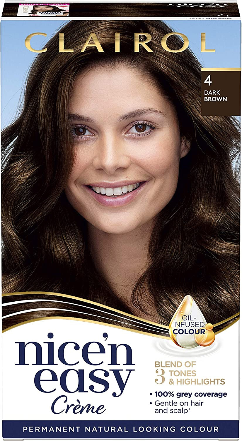 Nice'N Easy Crème Permanent Hair Dye, 4 Dark Brown, 230G