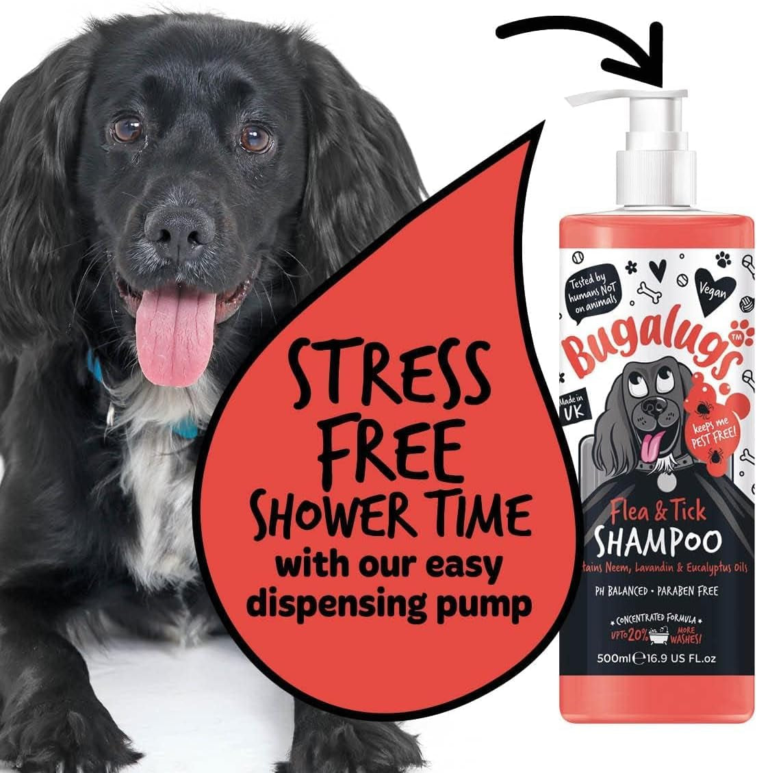 Flea and Tick Dog Shampoo by , Works on Smelly Puppies & Dogs, Contains Neem Oil & Eucalyptus Oils, PH Balanced Vegan Pet Shampoo, Used by Professional Groom