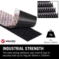 Thumbnail for Brand Heavy Duty Stick on Tape Cut-To-Length Industrial Extra Strong Double Sided Hook & Loop Self Adhesive Tape Perfect for Room Décor & Home, Office, Garage Use Black 50Mm X 1M