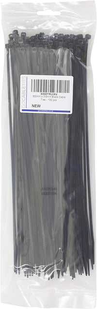 Thumbnail for Black Cable Ties, 300Mm X 3.6Mm, Pack of 100, 12