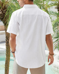 Thumbnail for Men'S Short Sleeve Linen Shirt Regular Fit Casual Summer Beach Shirt with Pocket