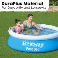 Thumbnail for 6Ft Fast Set Pool, above Ground Swimming Pool for Kids and Adults, Outdoor Inflatable Pool, 940L, Blue