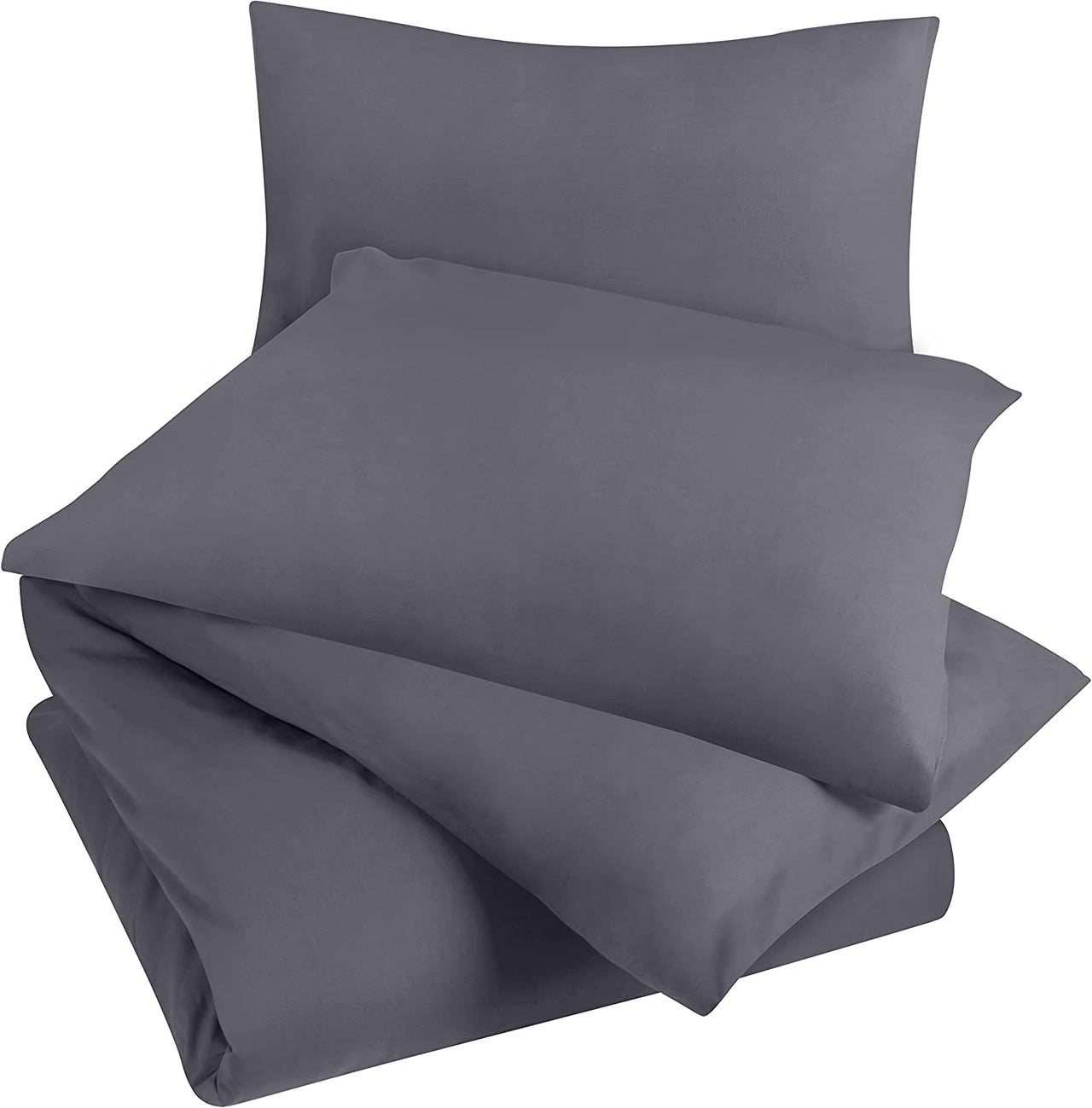 Duvet Cover Double - Soft Microfibre Polyester - Bedding Quilt Cover Set, with Pillow Cases (Grey)