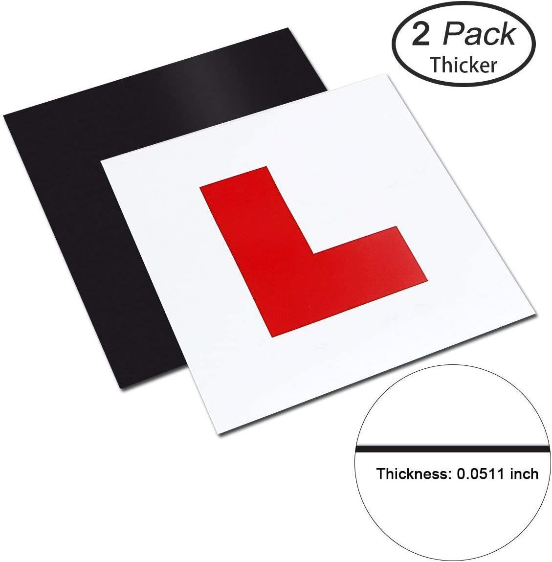 Fully Magnetic Car L-Plates Red L Plate 2 Pack for Car Magnetic Extra Thick Strong Learner Plates, No Melting No Blow off Easy to Move without Scratching Painting Off