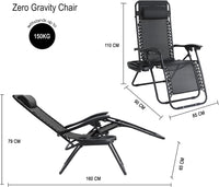 Thumbnail for Garden | Zero Gravity Chair | Set of 2 | Heavy Duty Textoline | Outdoor & Garden Sunloungers | Reclining & Folding Chair with Cup Holder and Headrest Pillow