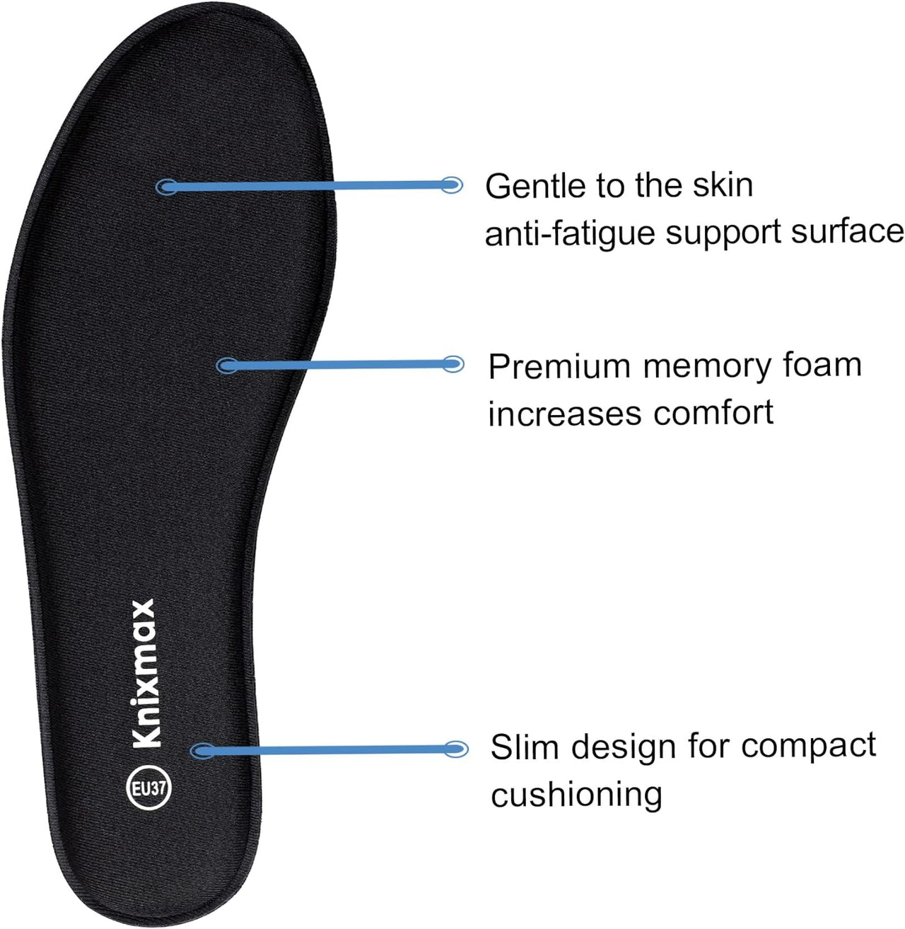 Memory Foam Insoles for Men & Women - Comfort Inner Soles Cushioned Shoe Inserts Replacement Innersoles for Trainers, Walking Shoes, Wellies, Boots - Adults Size 3UK~13UK