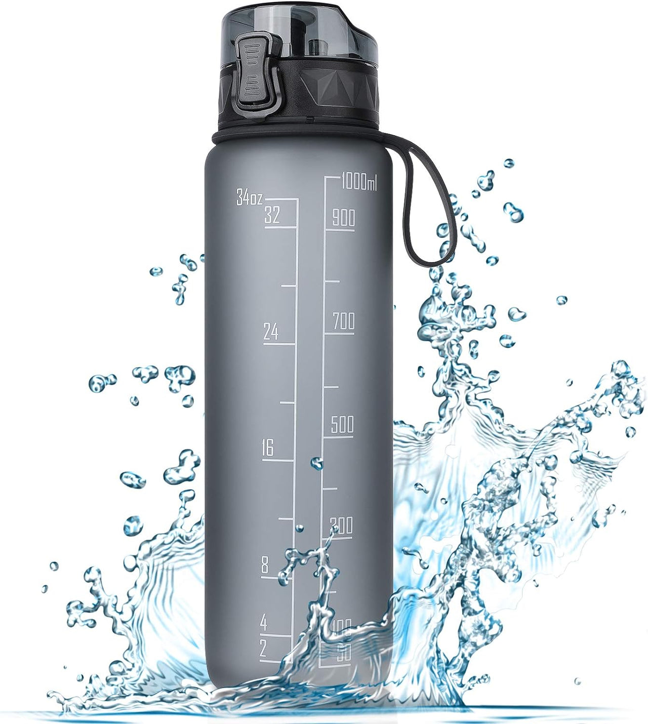 Sports Water Bottle 1L Leakproof Design Water Bottle, BPA Free Tritan Plastic Drinking Bottle for Teenager, Adult, Sports, Hiking, Gym, Fitness, Outdoor, Cycling, School & Office