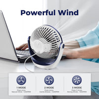 Thumbnail for USB Desk Table Fan with Strong Airflow & Quiet Operation, Portable Cooling Fan Speed Adjustable 360°Rotatable Head for Home Office Bedroom Table and Desktop