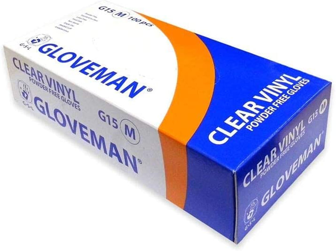 Gloveman Clear Vinyl Gloves (Box of 100) (Medium)