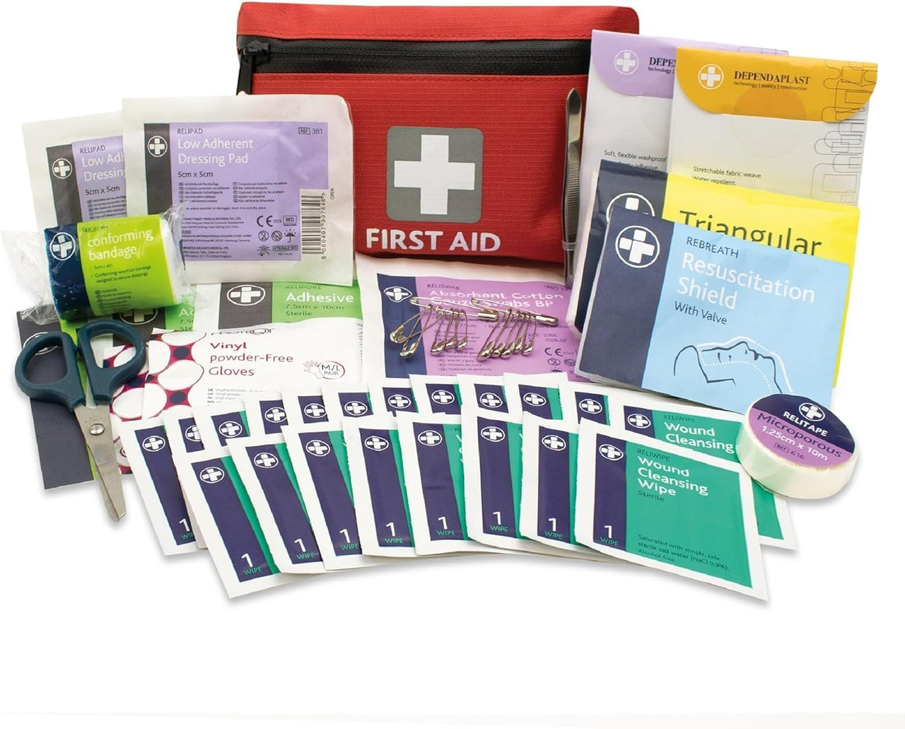 Premium 92 Piece First Aid Kit - Safety Essentials for Travel, Car, Home, Camping, Work, Hiking & Holiday Red , Small