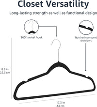 Thumbnail for Slim Velvet Non-Slip Suit Hangers - 30-Pack, Black/Silver